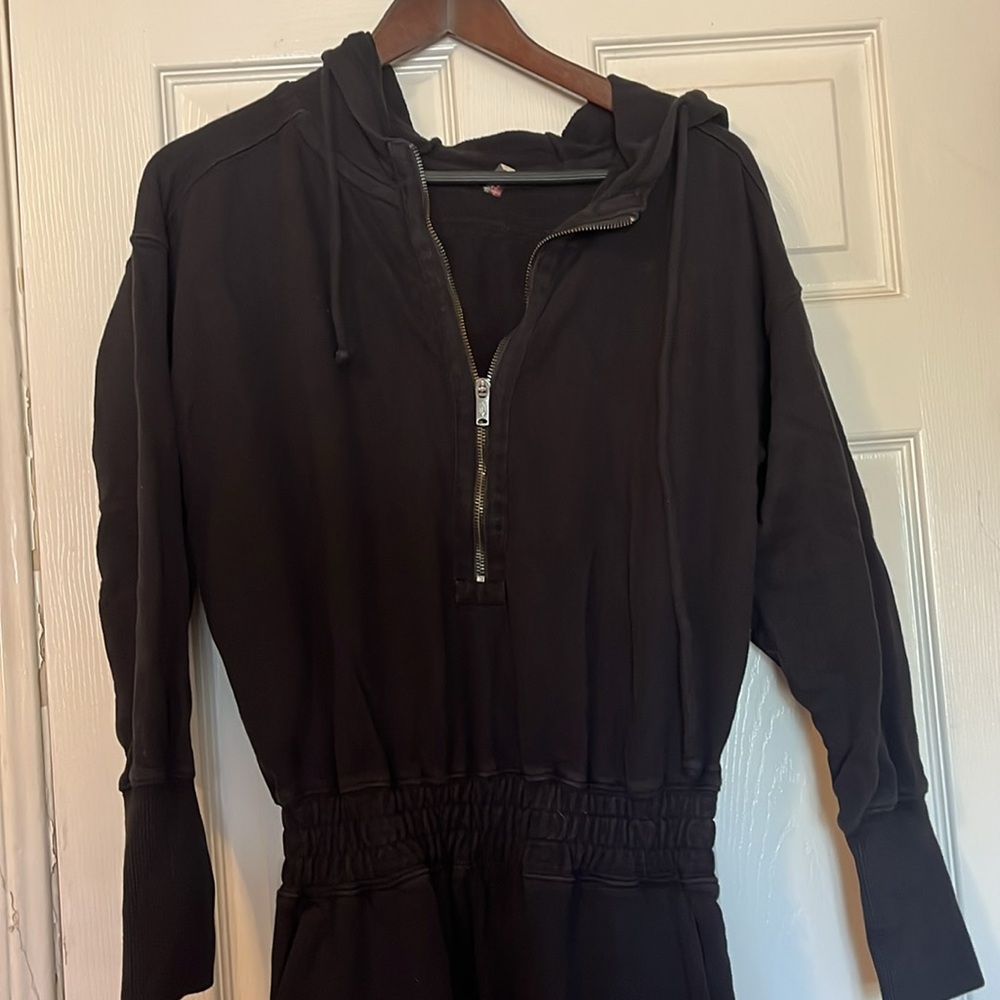 Black Women's Jogger Jumpsuit - Casual Pullover Romper - Picture 8 of 11